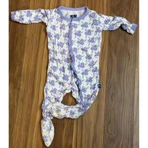 Kickee Pants Baby Girls 0-3 Months Purple Flower Sleeper Pajamas Ruffle Bum VGC